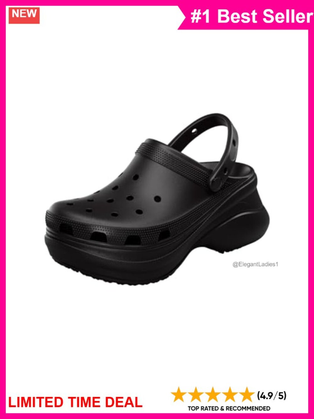 Crocs Classic Bae Platform Clogs Slip-On Casual Shoes